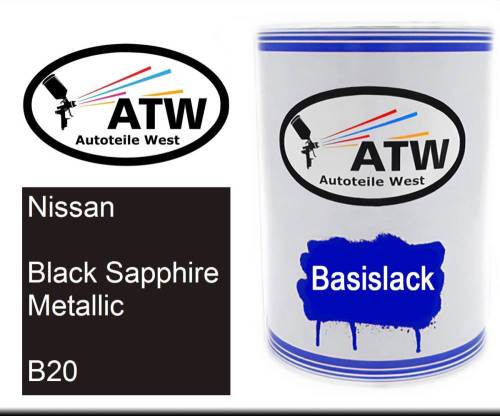 Nissan, Black Sapphire Metallic, B20: 500ml Lackdose, von ATW Autoteile West.